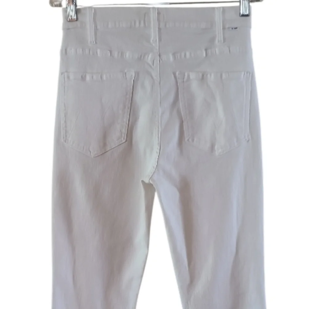 MOTHER The Hustler Ankle Fray Hem Jeans White Straight Flare - Picture 10 of 15